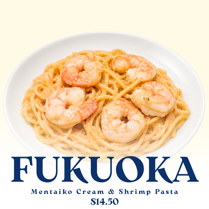 Fukuoka Mentaiko Cream and Shrimp Pasta